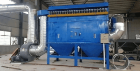 Compact pulse dust collector with duct and fan for workshop filtration