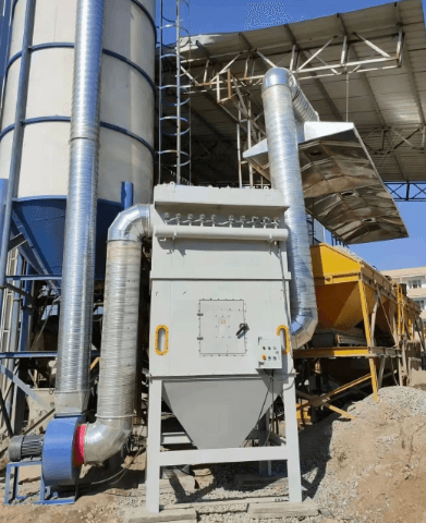 Compact dust collector connected to ductwork for metal fabrication dust control